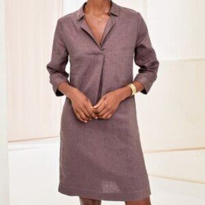 GARNET HILL 12 Purple Linen Collared Popover Dress